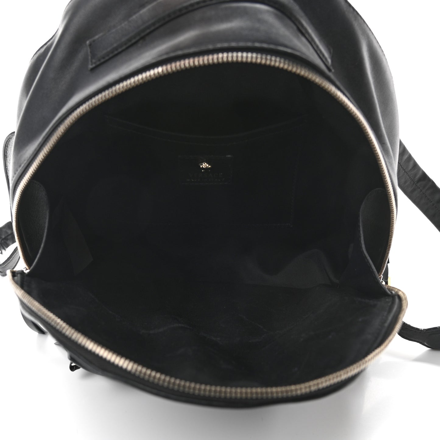 Calfskin Palazzo Medusa Chain Backpack Black