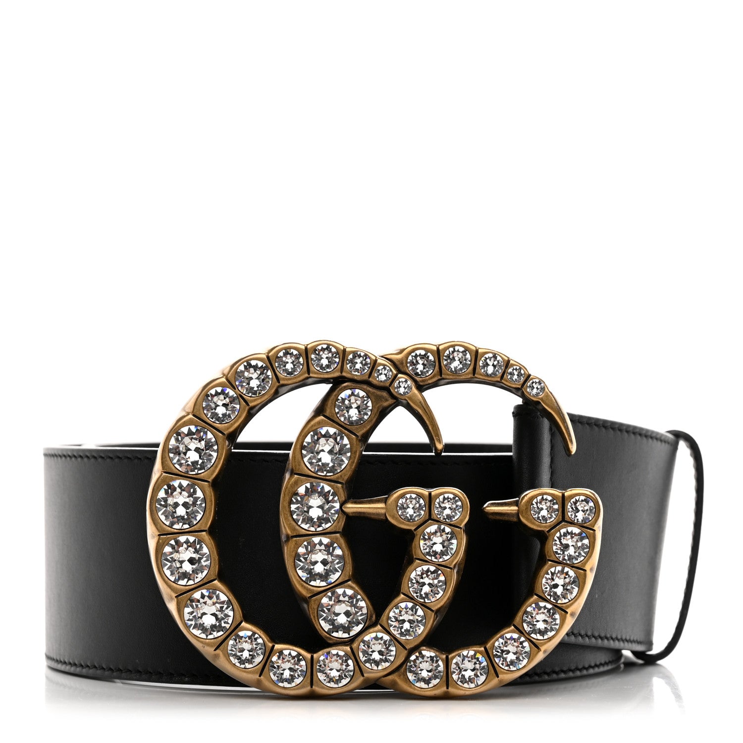 Gucci Calfskin Crystal Double G 55mm Belt 75 30 Black 1 of 9