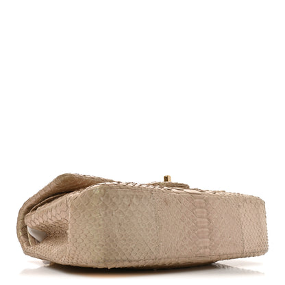 Chanel Metallic Snakeskin Medium Double Flap Light Beige 4 of 11