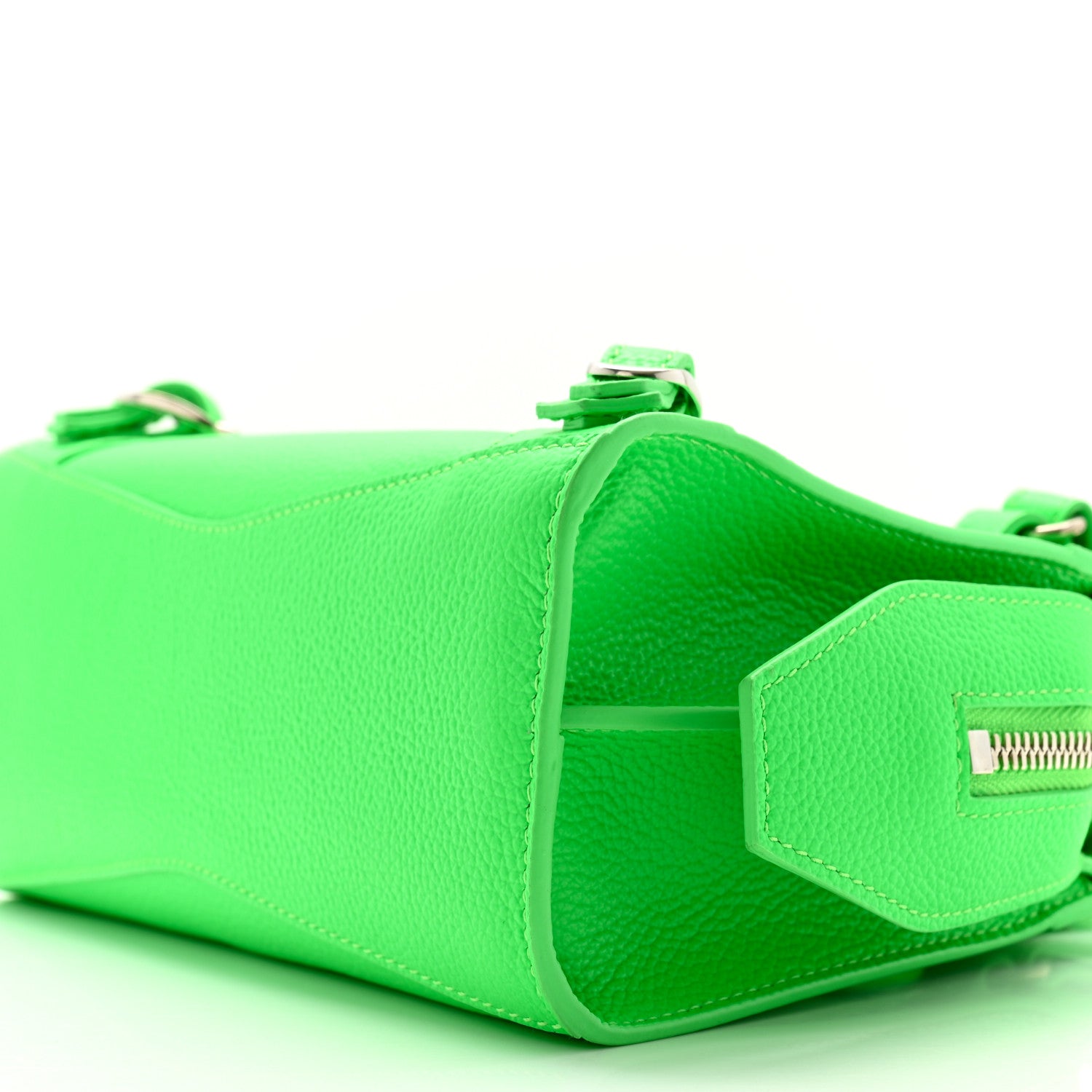 Balenciaga Grained Calfskin Neo Classic Silver Hardware Mini City Fluo Green 9 of 10