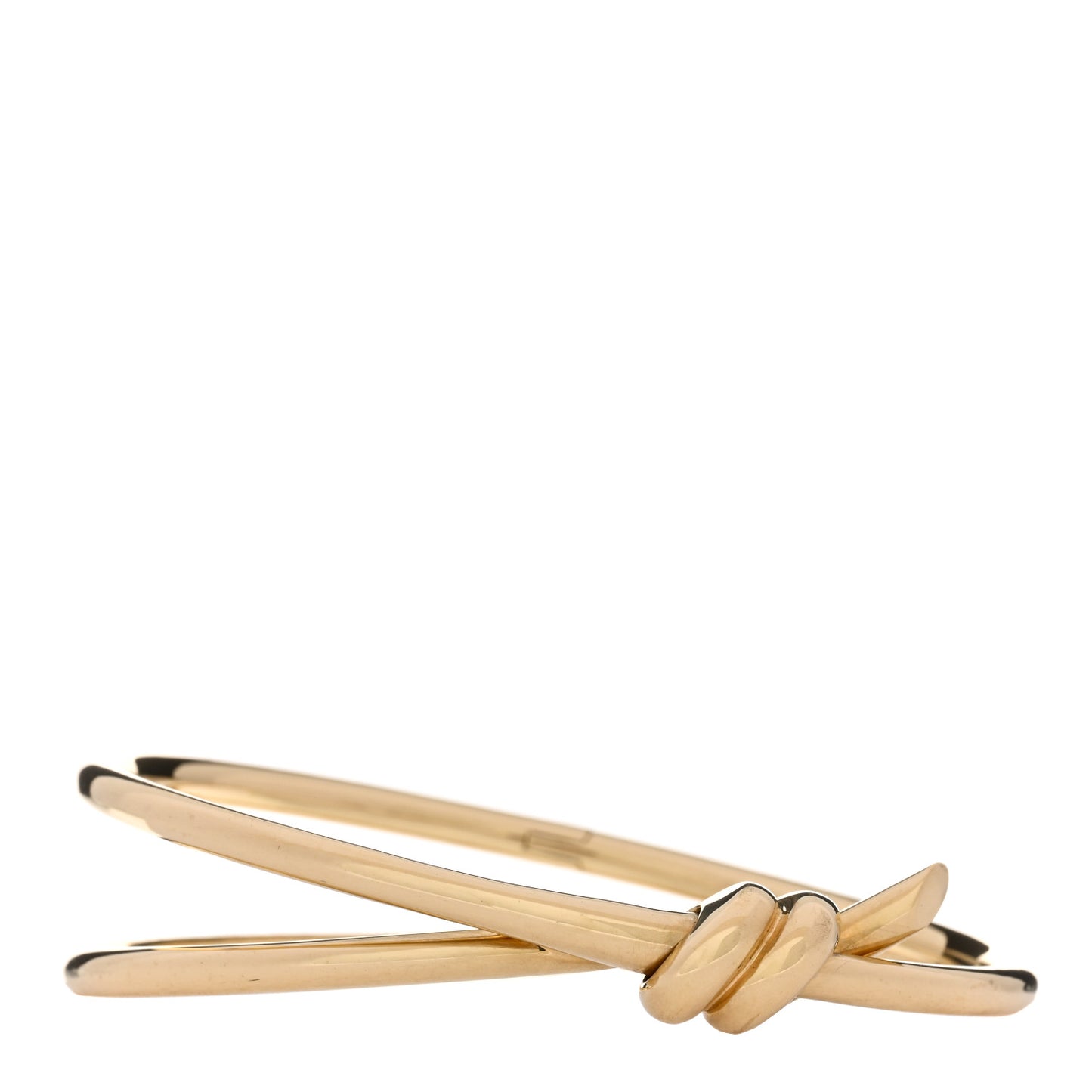 18K Yellow Gold Double Row Knot Hinged Bangle Bracelet