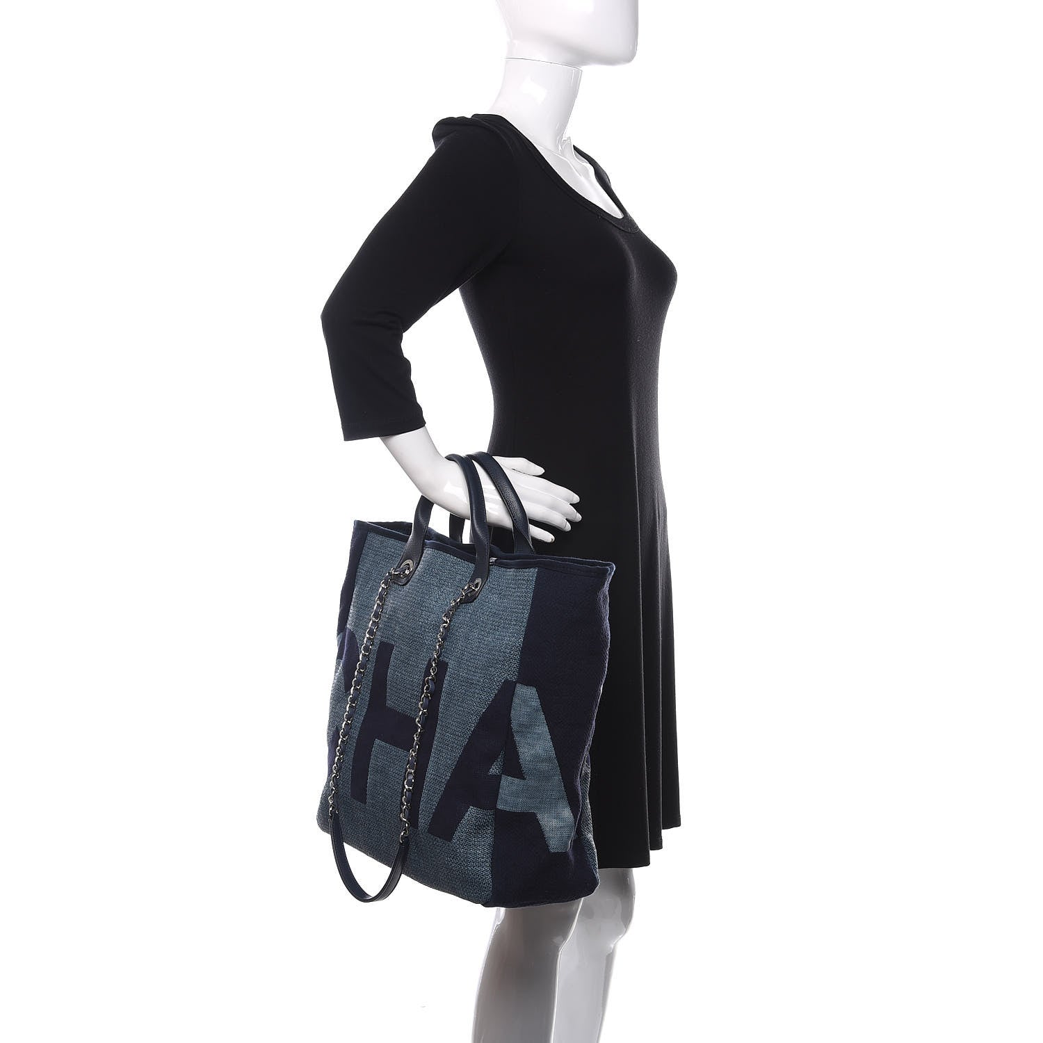 Chanel Canvas Large Shopping Tote Dark Blue 2 of 11