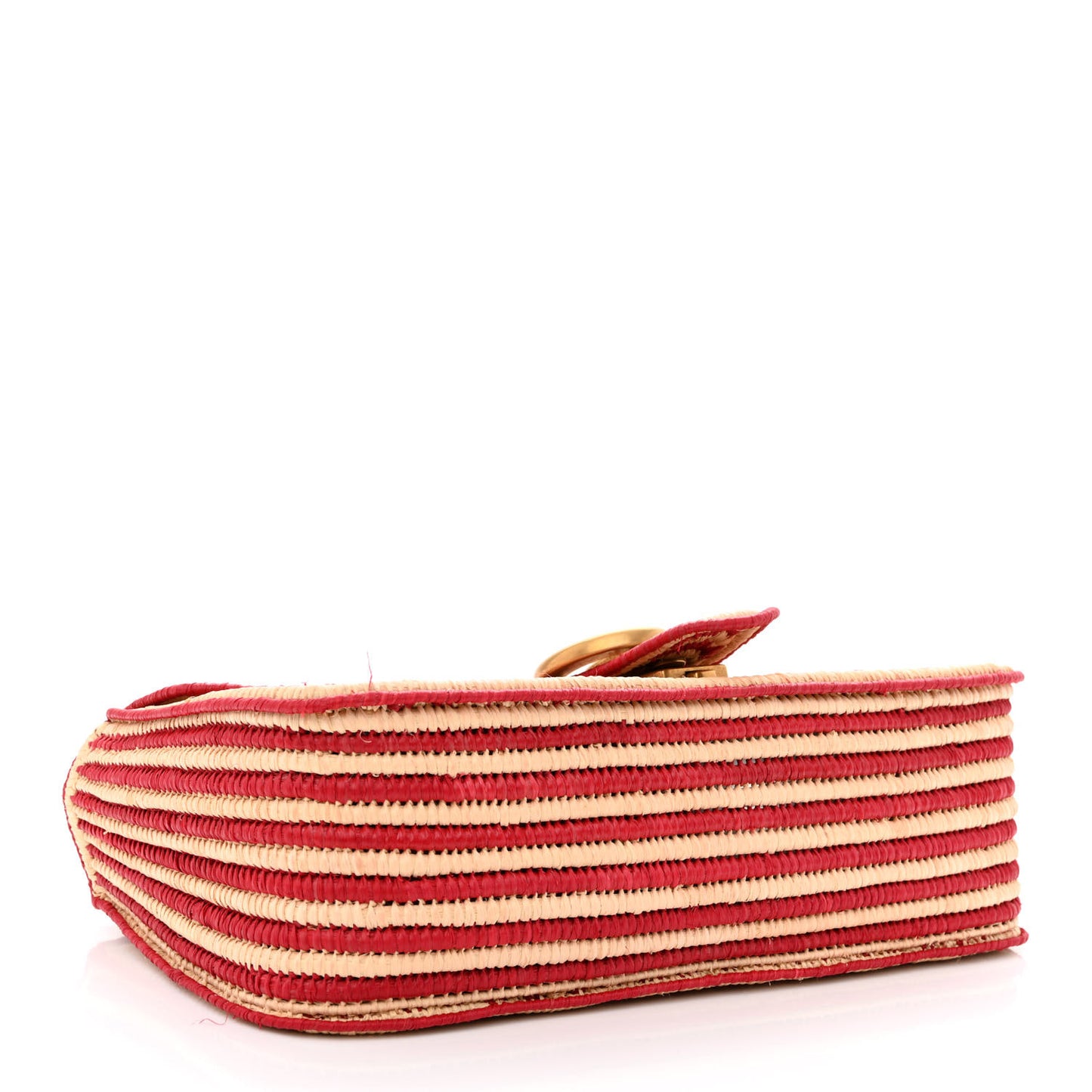 Raffia Woven Small GG Marmont Shoulder Bag Natural Hibiscus Red