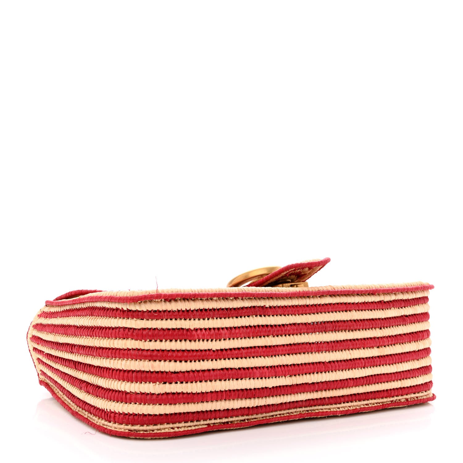 Gucci Raffia Woven Small GG Marmont Shoulder Bag Natural Hibiscus Red 4 of 12