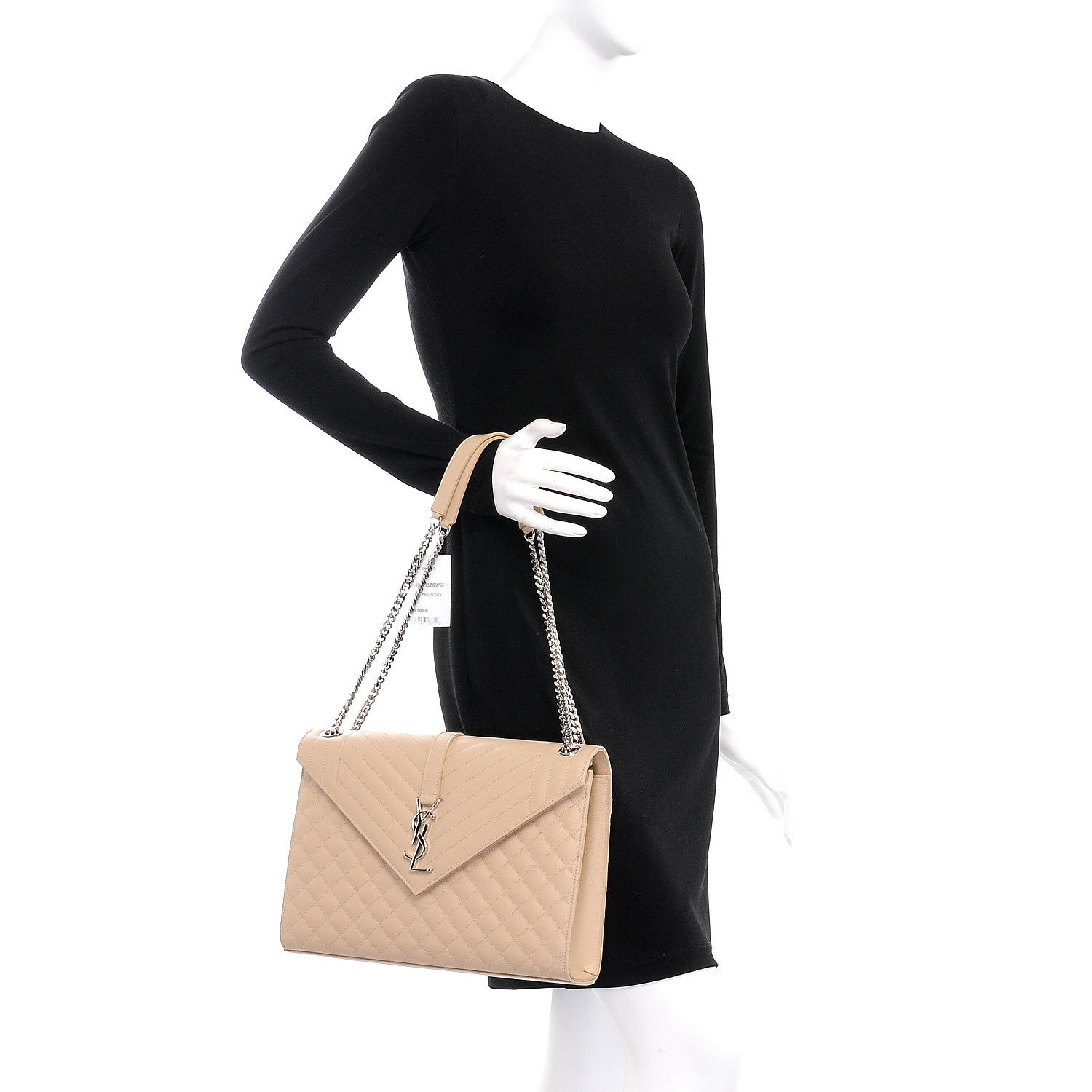 Saint Laurent Grain De Poudre Mixed Matelasse Large Triquilt Monogram Satchel Nude Powder 3 of 9