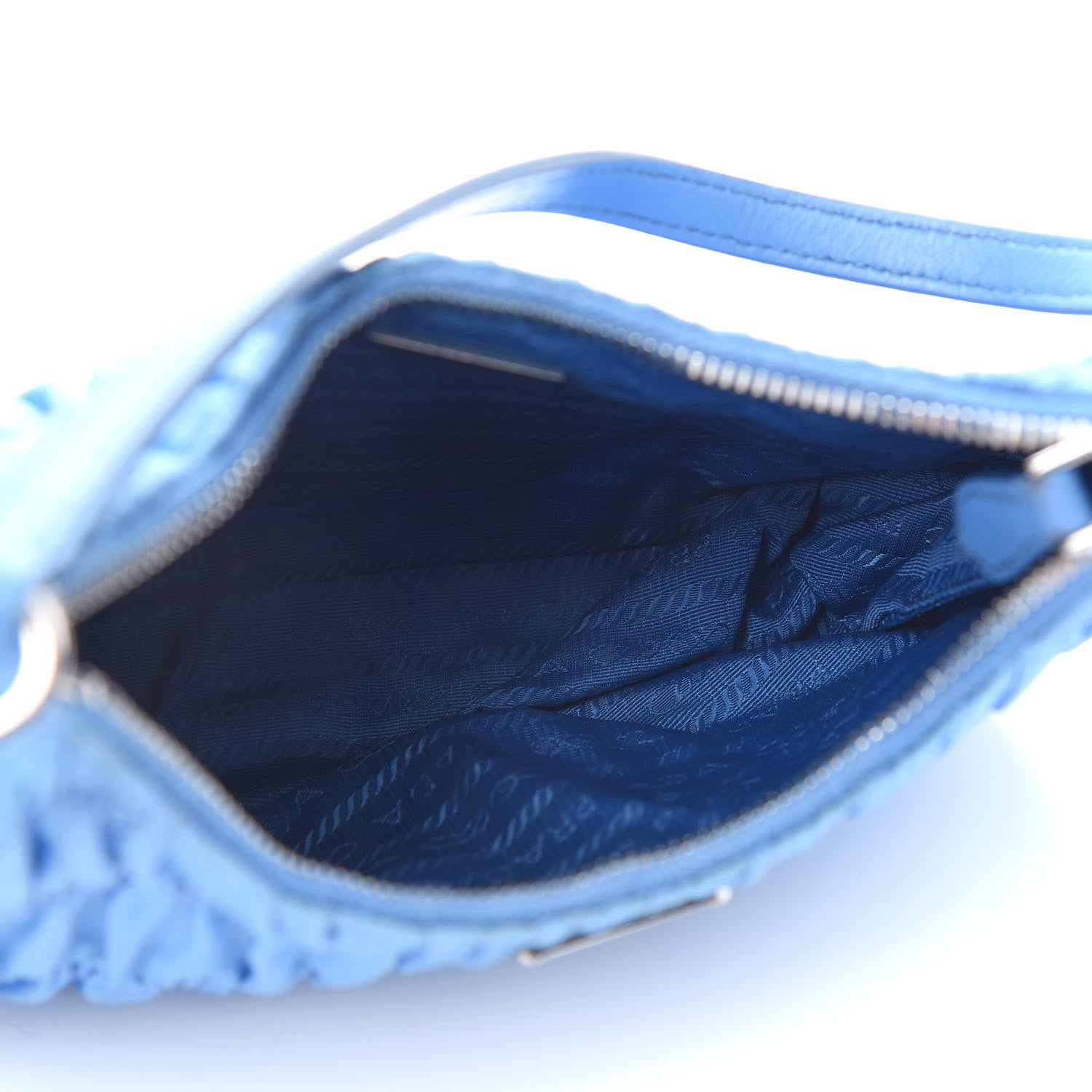 Prada Tessuto Nylon Gaufre Shoulder Bag Light Blue 7 of 11