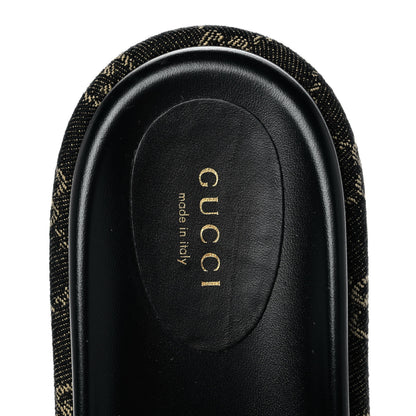 Gucci Jacquard Black Denim GG Monogram Angelina Platform 55mm Slide Sandals 40.5 Black Ivory 7 of 9