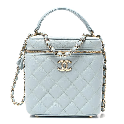 Chanel Caviar Quilted Small Top Handle Vanity Case With Chain Light Blue 1 of 11