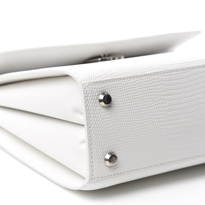 Balenciaga Patent Calfskin Lizard Embossed Medium Ghost Shoulder Bag Optic White 6 of 11