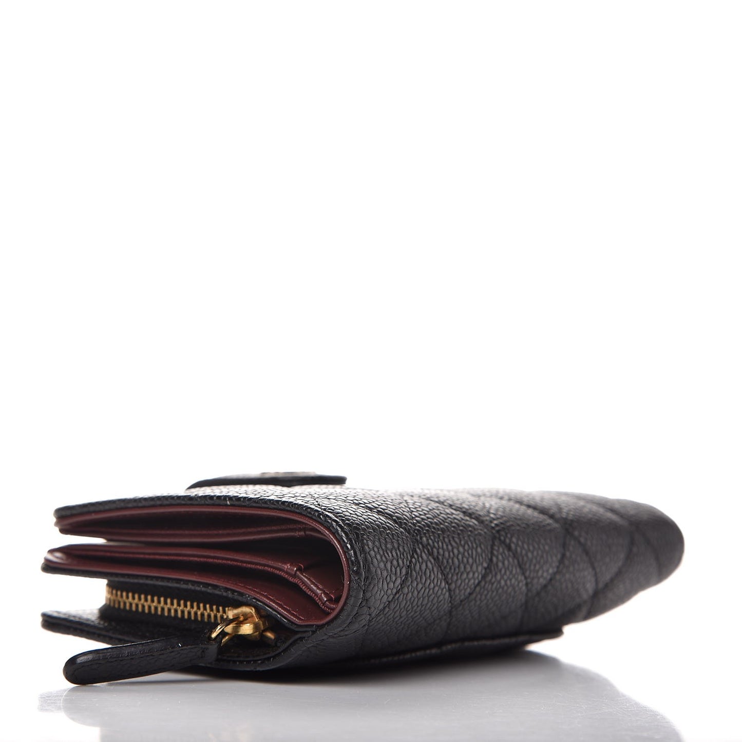 Caviar Quilted Zipped Pocket Wallet Black