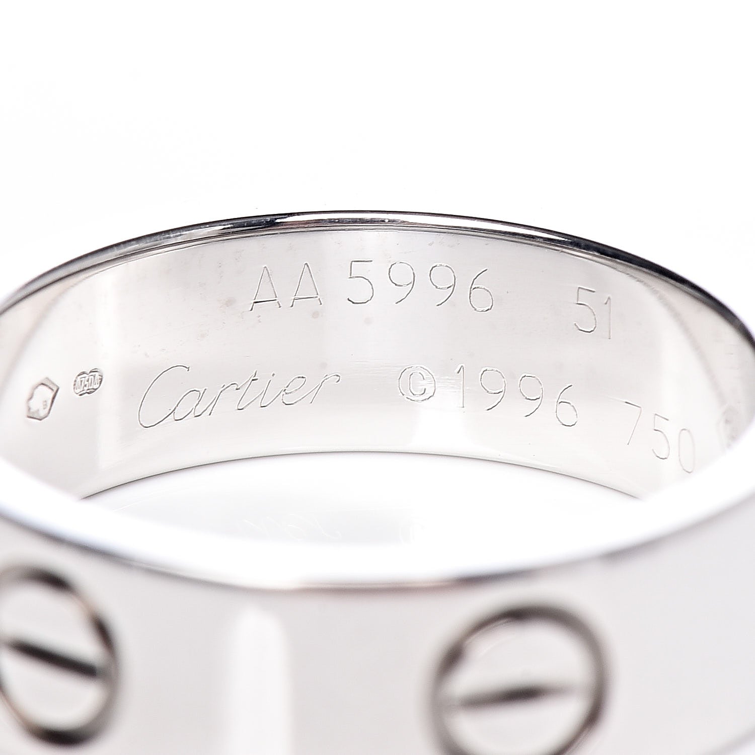 Cartier 18K White Gold 5.5mm LOVE Ring 51 5.75 4 of 4