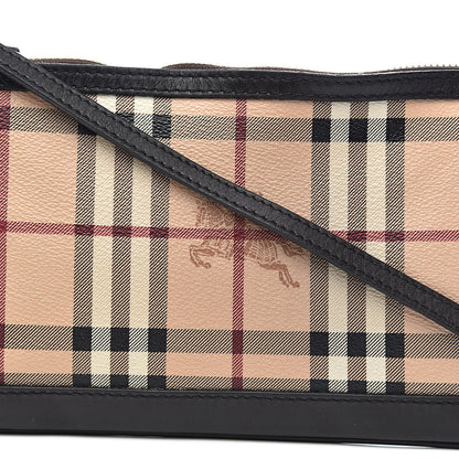 Burberry Haymarket Check Small Peyton Crossbody Clutch Bag Chocolate 13 of 13