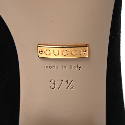 Gucci Kid Scamosciato GG Marmont Fringe 25mm Loafer Pumps 37.5 Black 7 of 13