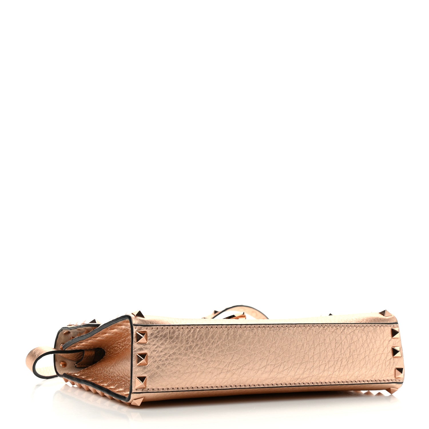 Valentino Garavani Metallic Pebbled Calfskin Medium Rockstud Flip Lock Crossbody Bag Rame 4 of 10
