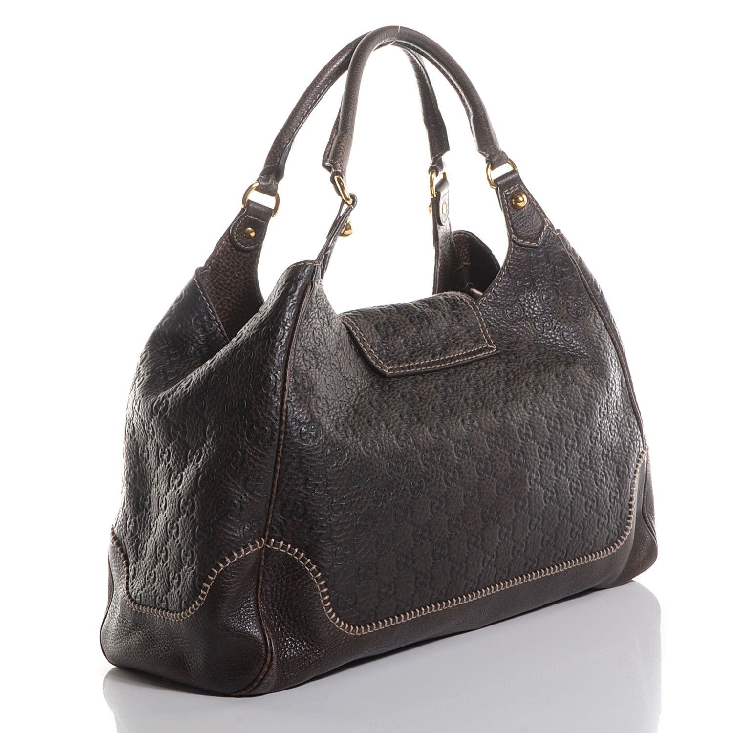 Gucci Guccissima New Pelham Large Shoulder Bag Dark Brown 3 of 7