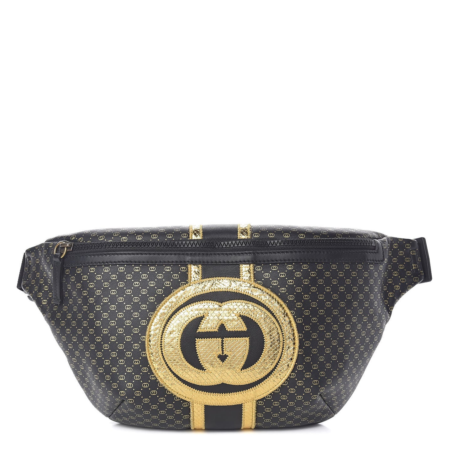 X DAPPER DAN Calfskin Laminated Ayers GG Micro Monogram Mens Belt Bag Black
