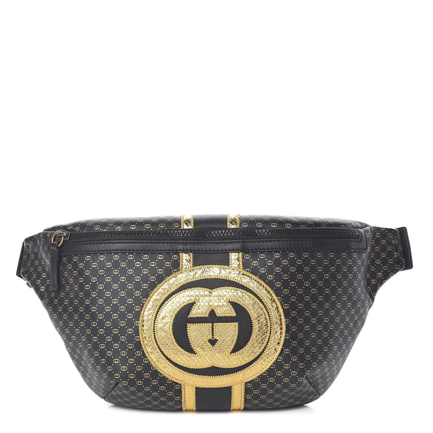 Gucci X DAPPER DAN Calfskin Laminated Ayers GG Micro Monogram Mens Belt Bag Black 2 of 11