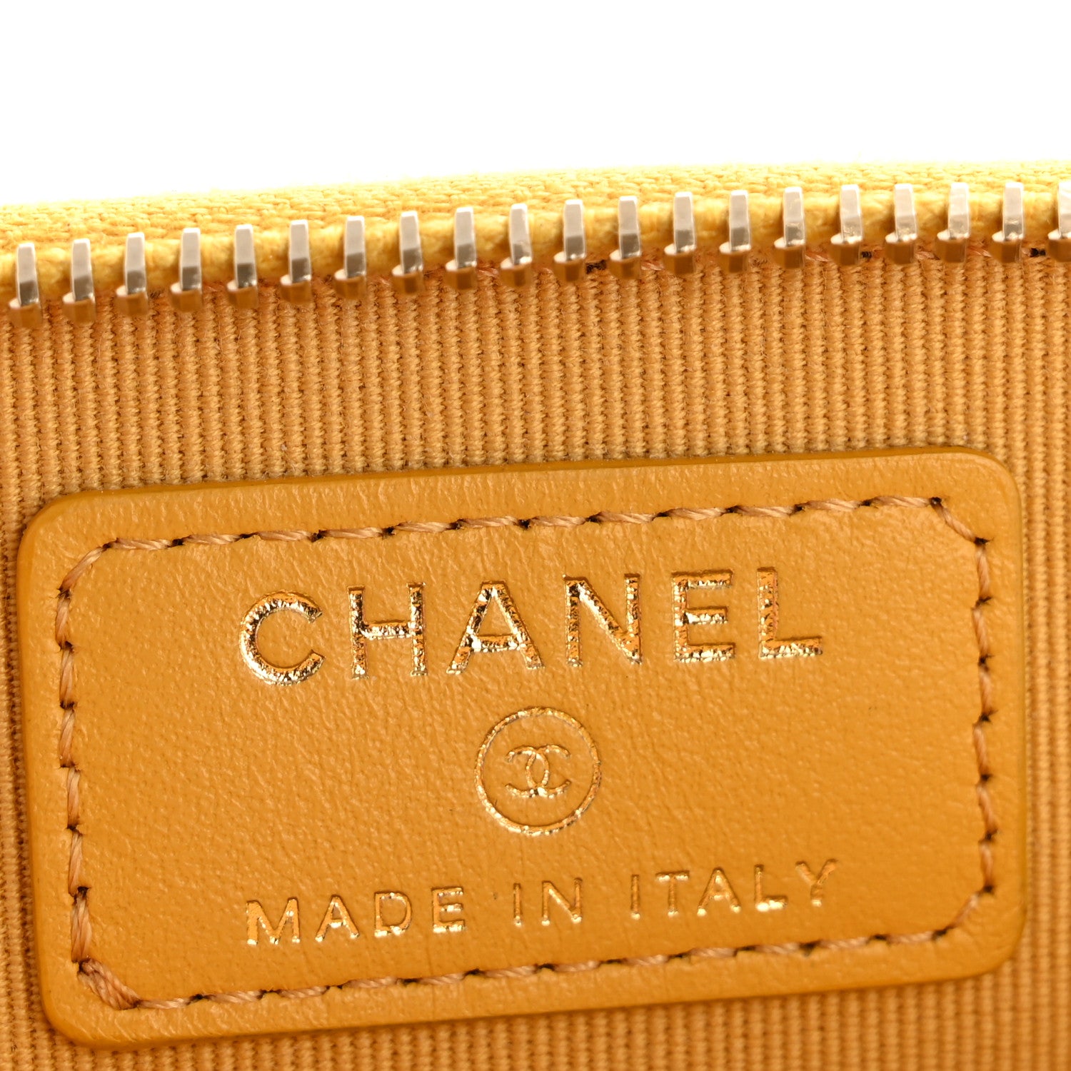 Chanel Caviar Quilted Zip Card Holder Wallet Yellow 6 of 8