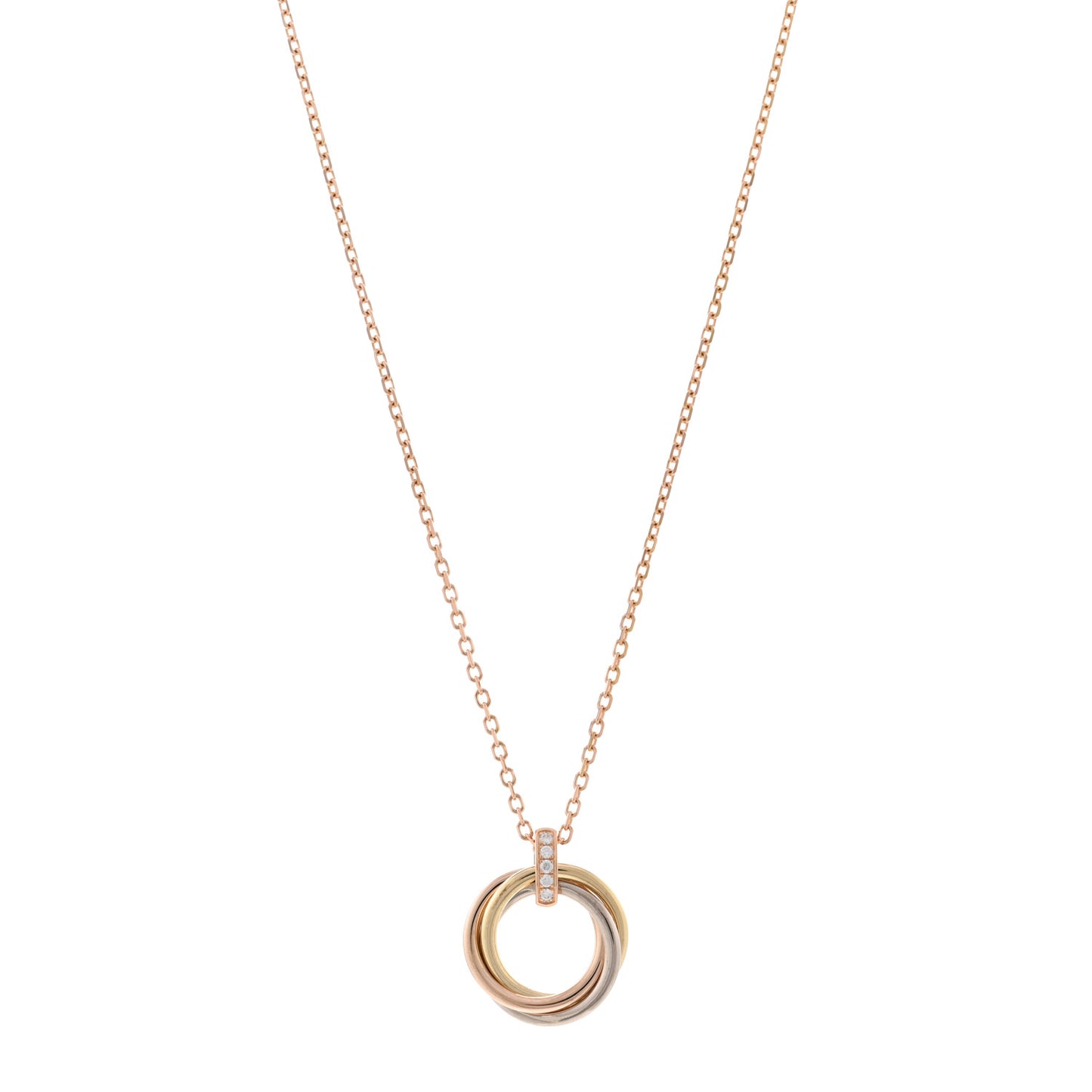 18K Pink White Yellow Gold Diamond Trinity Pendant Necklace