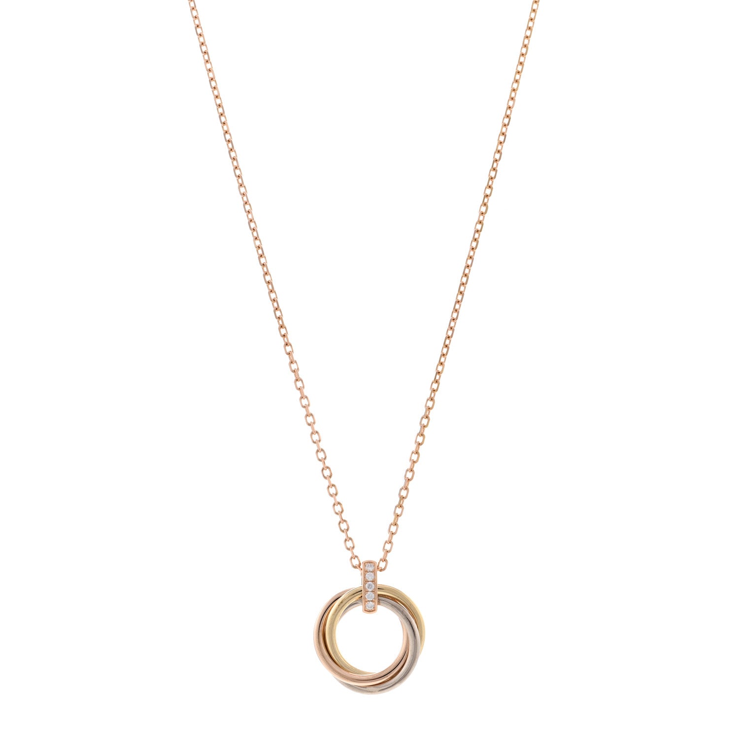 Cartier 18K Pink White Yellow Gold Diamond Trinity Pendant Necklace 1 of 4