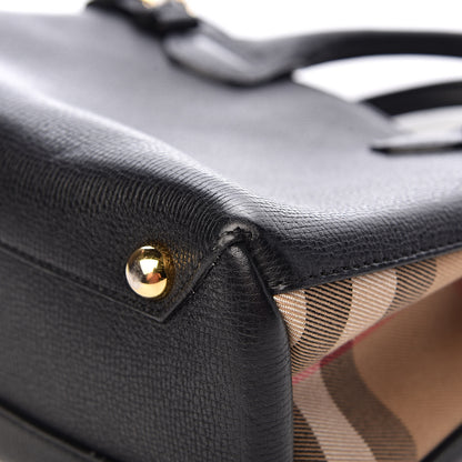 Burberry Grainy Calfskin House Check Small Banner Tote Black 11 of 16