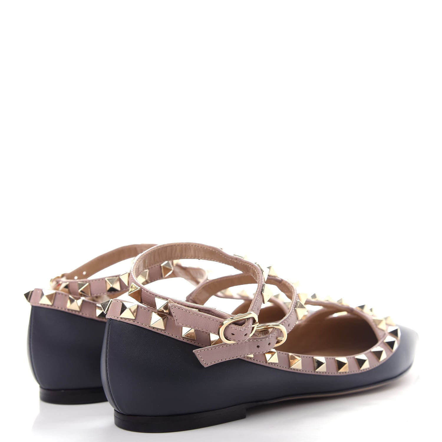 Valentino Garavani Nappa Rockstud Cage Ballerina Flats 35 Black Poudre 4 of 11