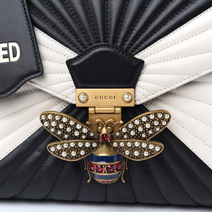 Gucci Calfskin Bamboo Trapuntata Queen Margaret Top Handle Bag Mystic White Black 11 of 11