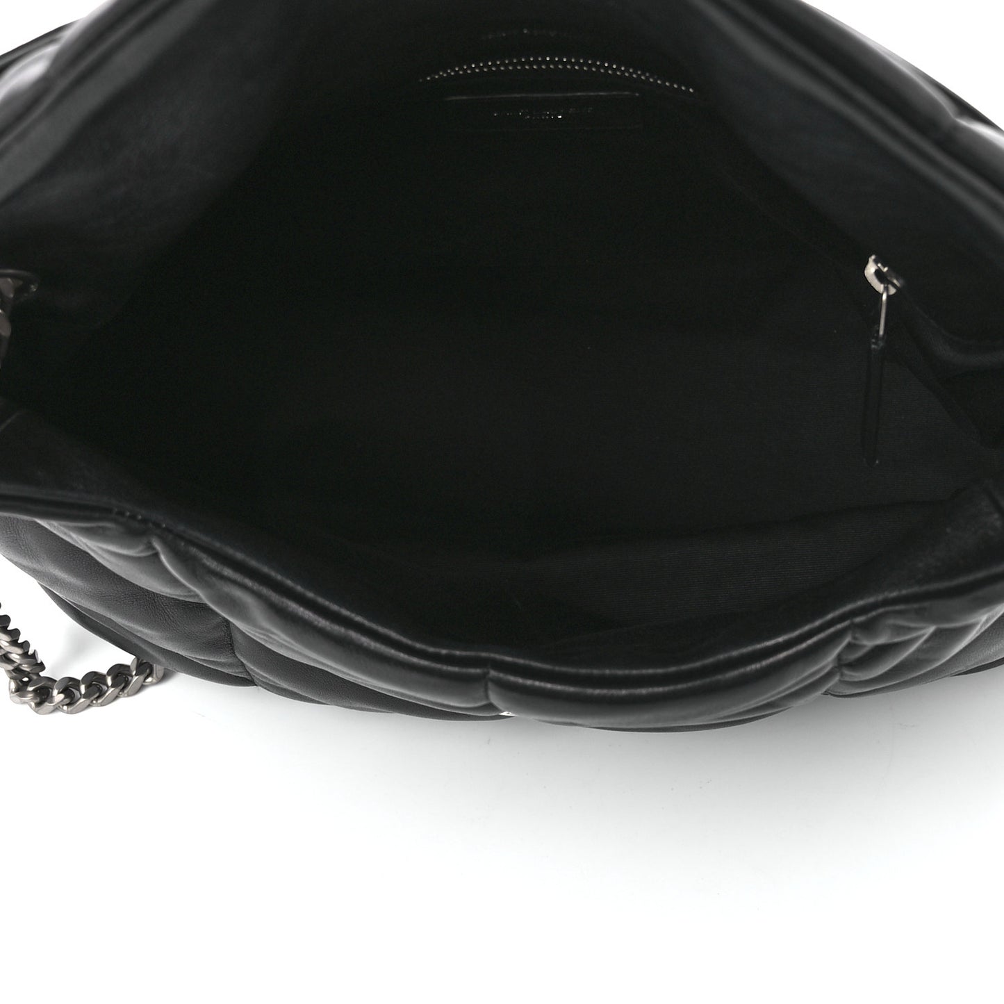 Lambskin Quilted Medium Loulou Puffer Monogram Chain Satchel Black