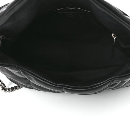Saint Laurent Lambskin Quilted Medium Loulou Puffer Monogram Chain Satchel Black 5 of 12