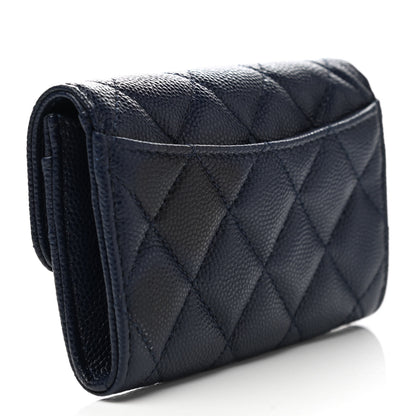 Chanel Caviar Quilted Flap Card Holder Wallet Navy 3 of 12