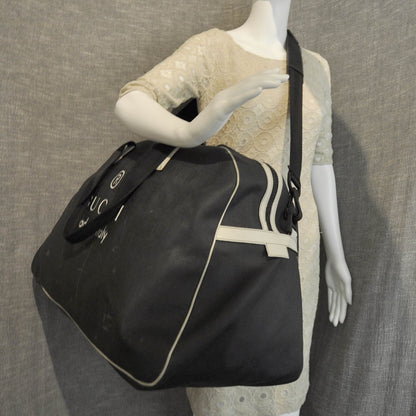 Gucci Coated Canvas Trademark Logo Duffle Bag Black 2 of 9