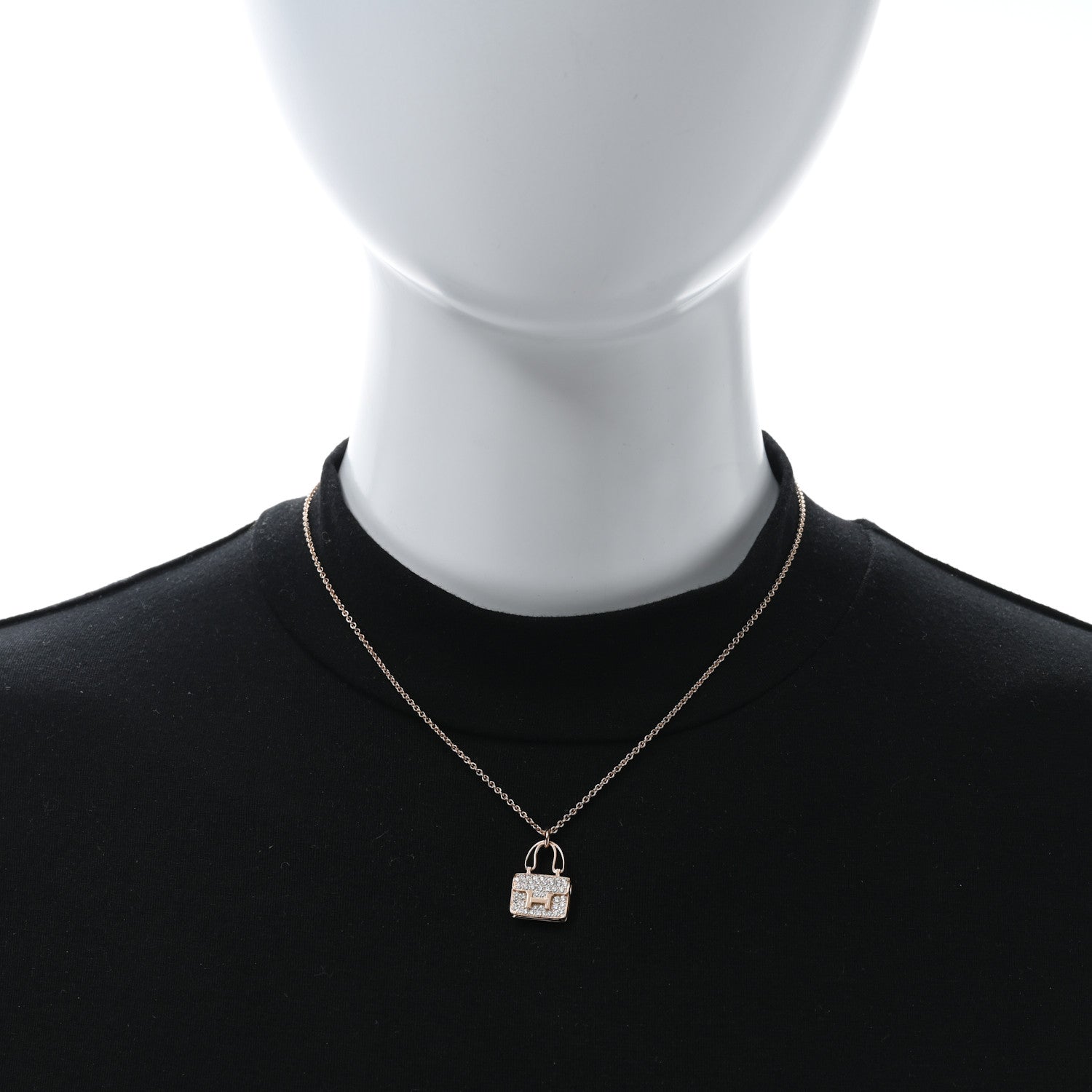 Hermes 18K Rose Gold Diamond Constance Amulettes Pendant Necklace 2 of 5