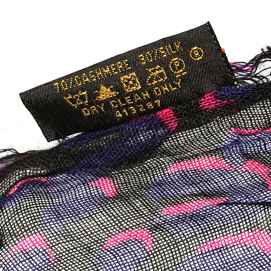 Louis Vuitton Cashmere Silk Leopard Stole Fuchsia 6 of 7