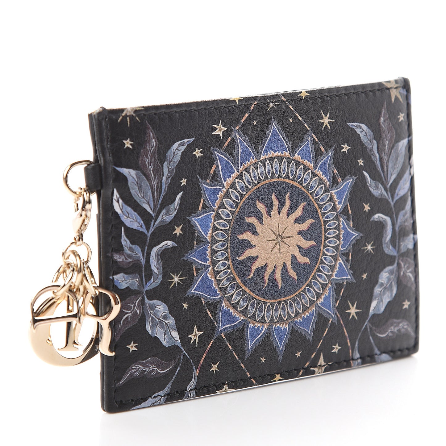 Calfskin Printed Nature Ballet Lady Dior Card Holder Blue