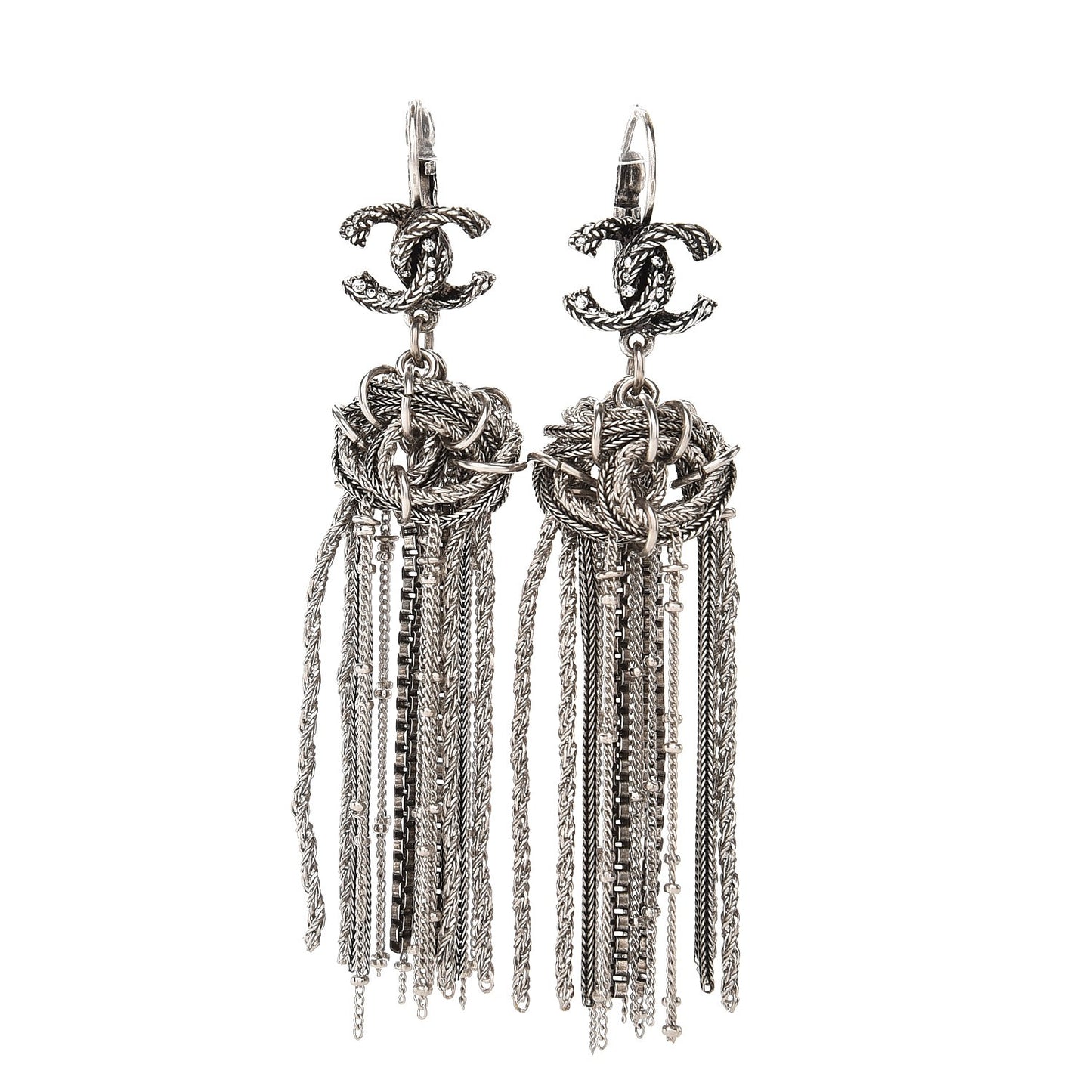 Ruthenium Crystal Chain CC Drop Earrings