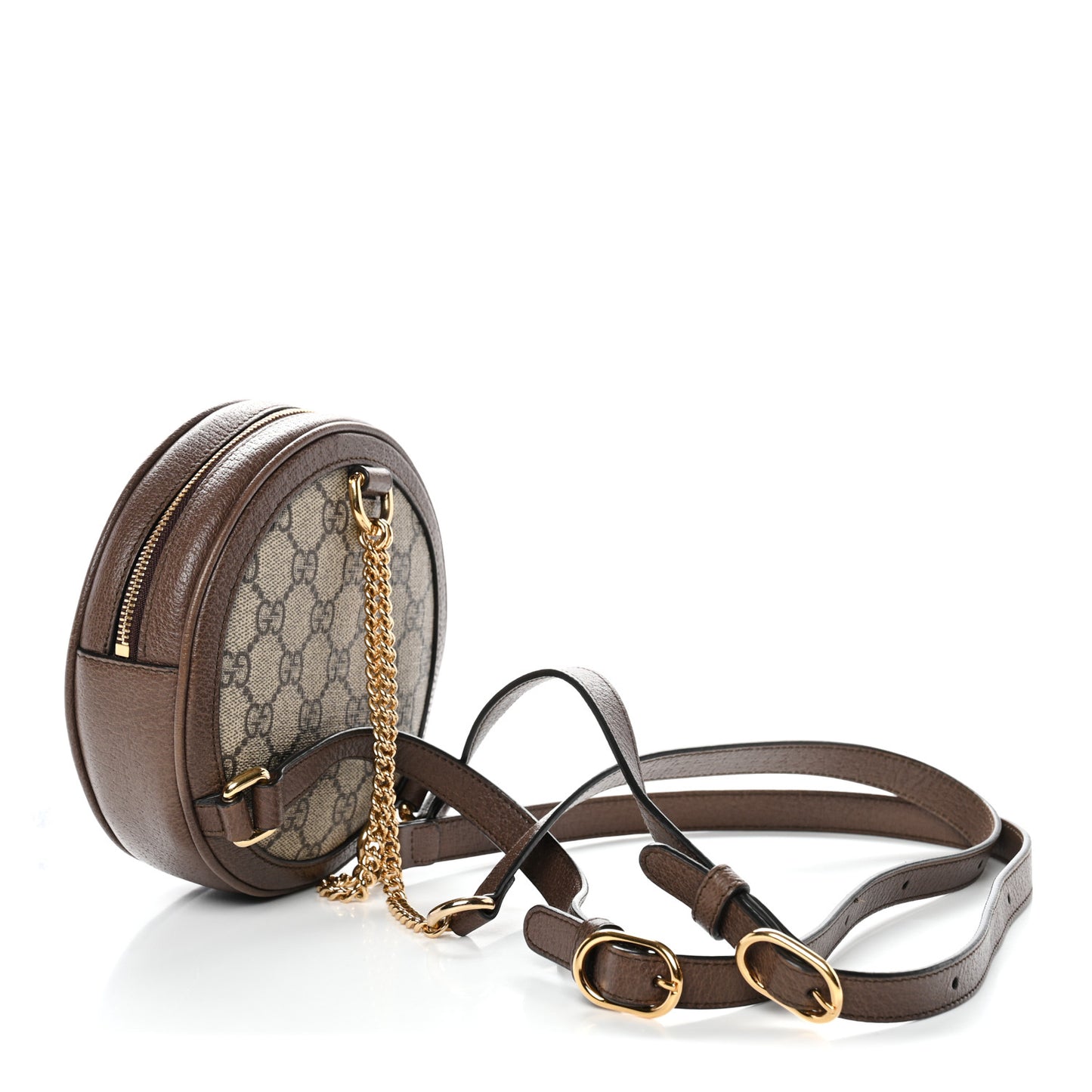 GG Supreme Monogram Web Mini Ophidia Round Backpack Brown