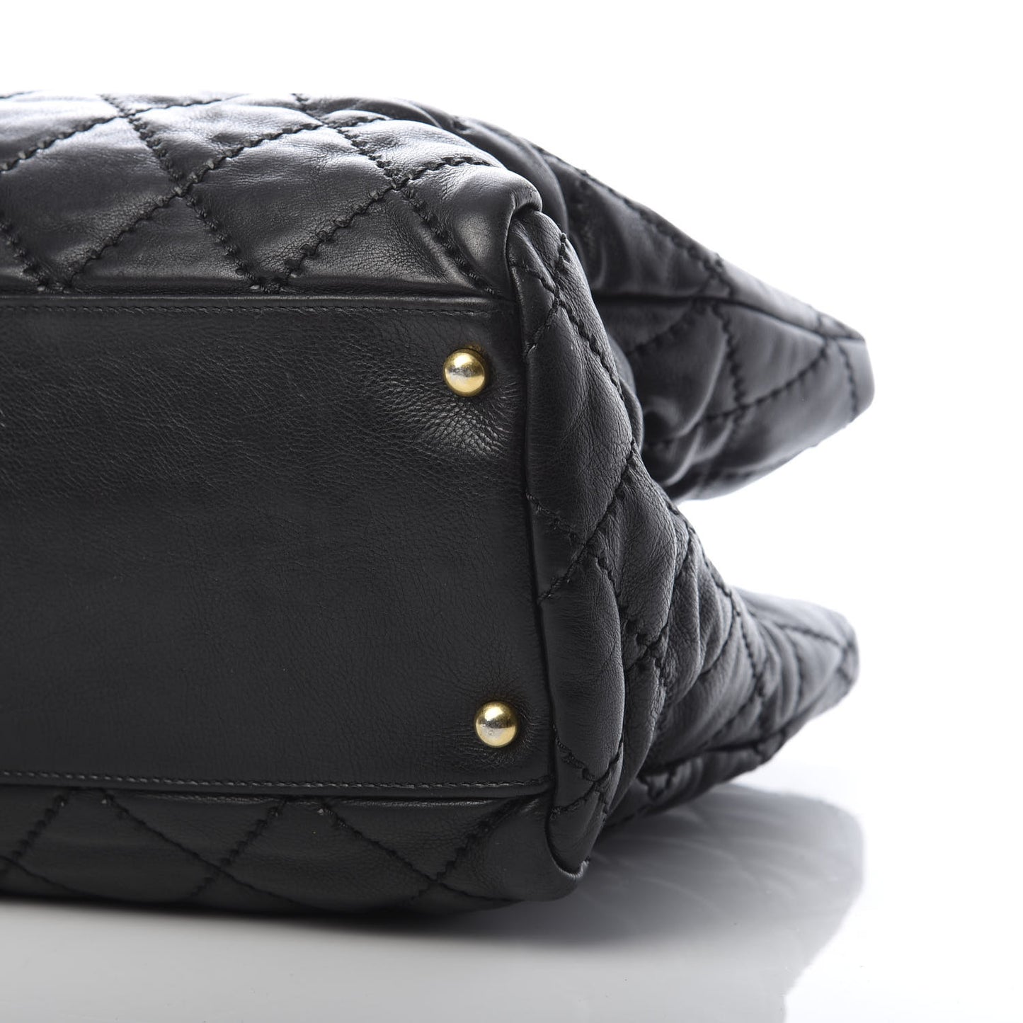 Calfskin Quilted Retro Chain Tote Black