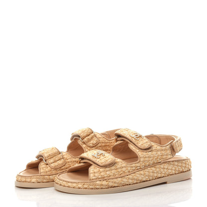 Chanel Braided Fabric Velcro Dad Sandals 36.5 Beige 3 of 8