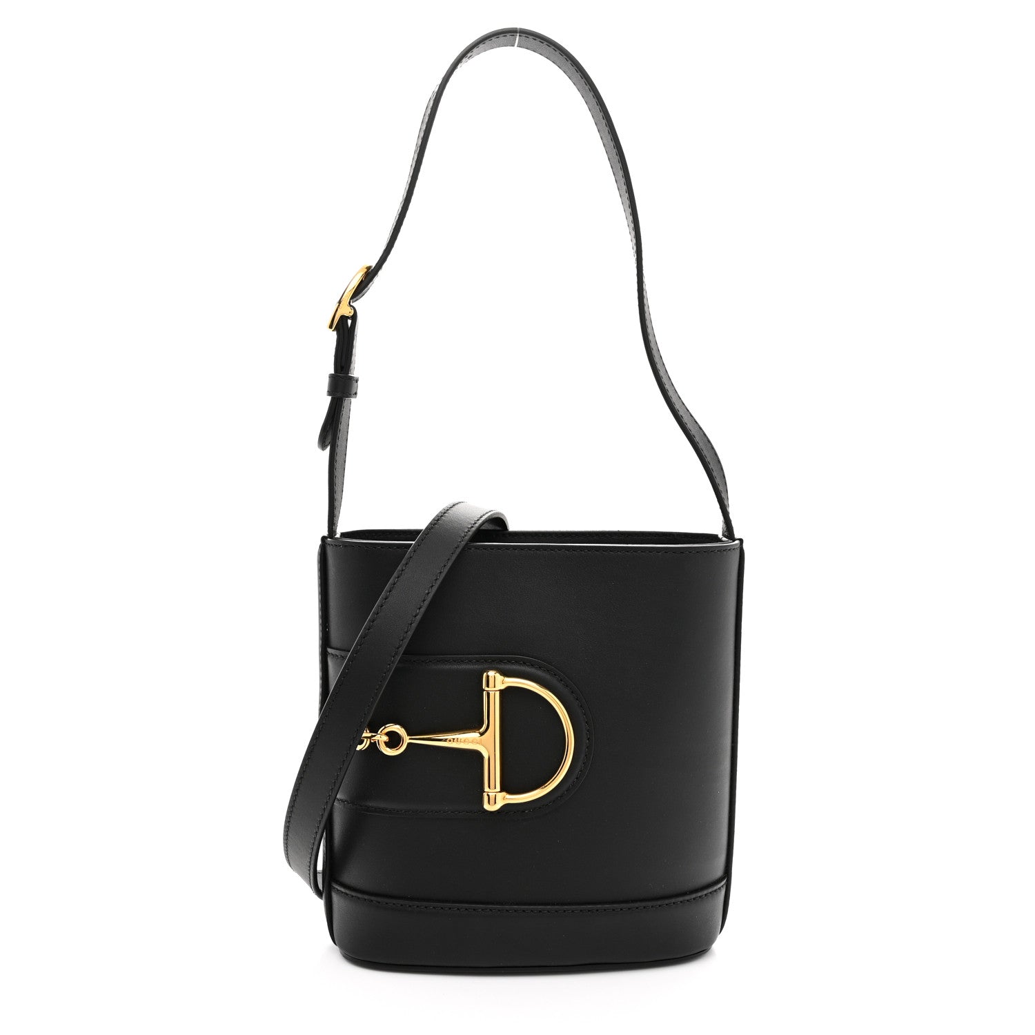 Gucci Arabella Calfskin Horsebit 73 Medium Bucket Bag Black 1 of 10