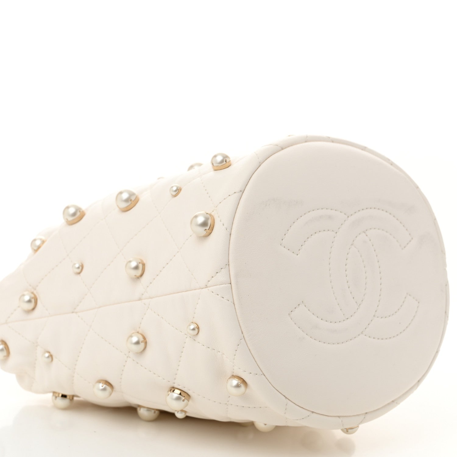 Chanel Lambskin Quilted Pearl About Pearls Drawstring Bag White 9 of 12