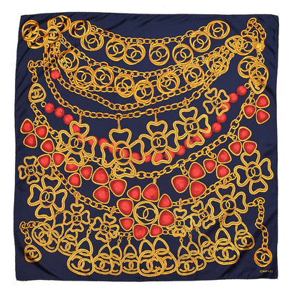 Chanel Silk Chain Scarf Navy Multicolor 1 of 6