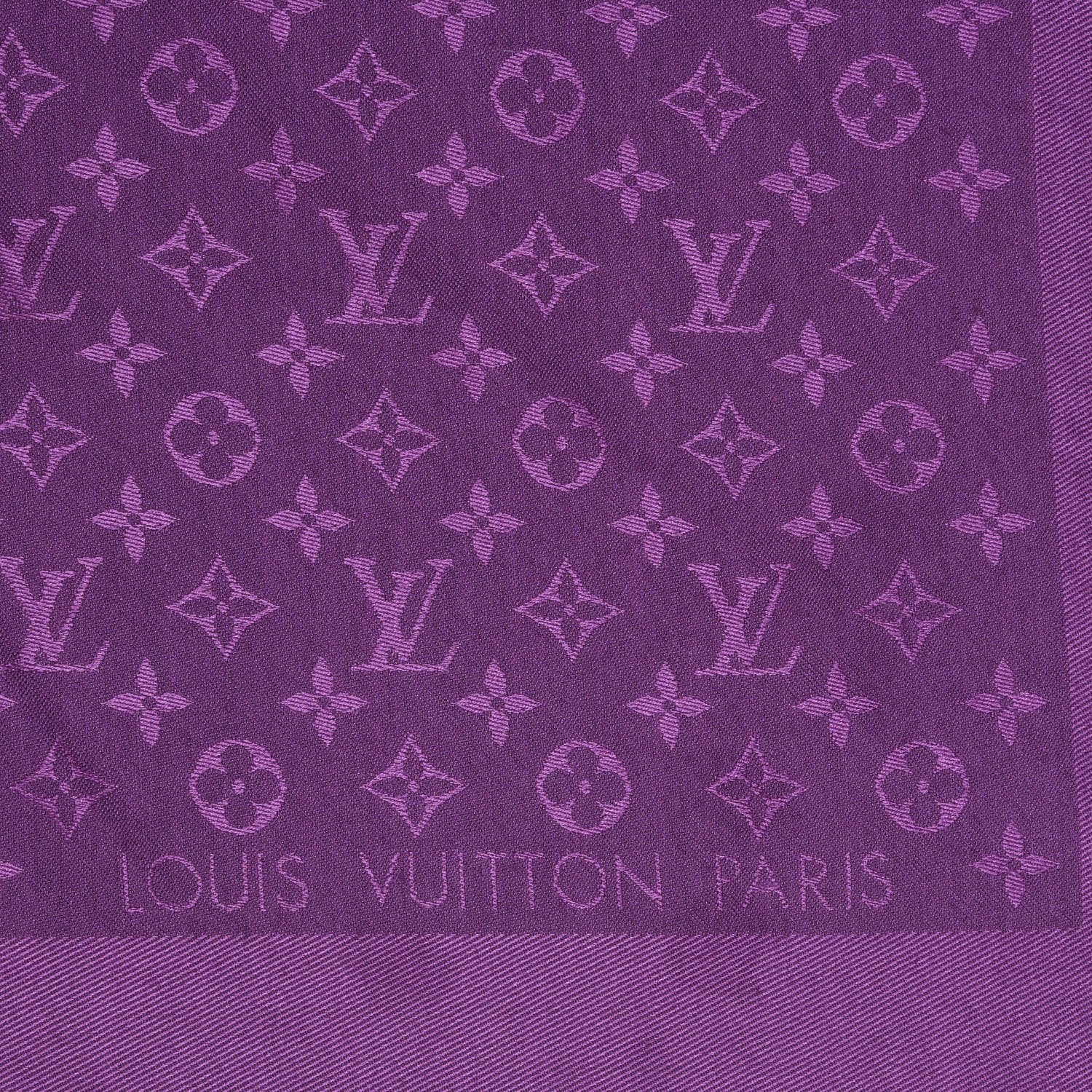 Louis Vuitton Silk Wool Monogram Shawl Cassis 3 of 4