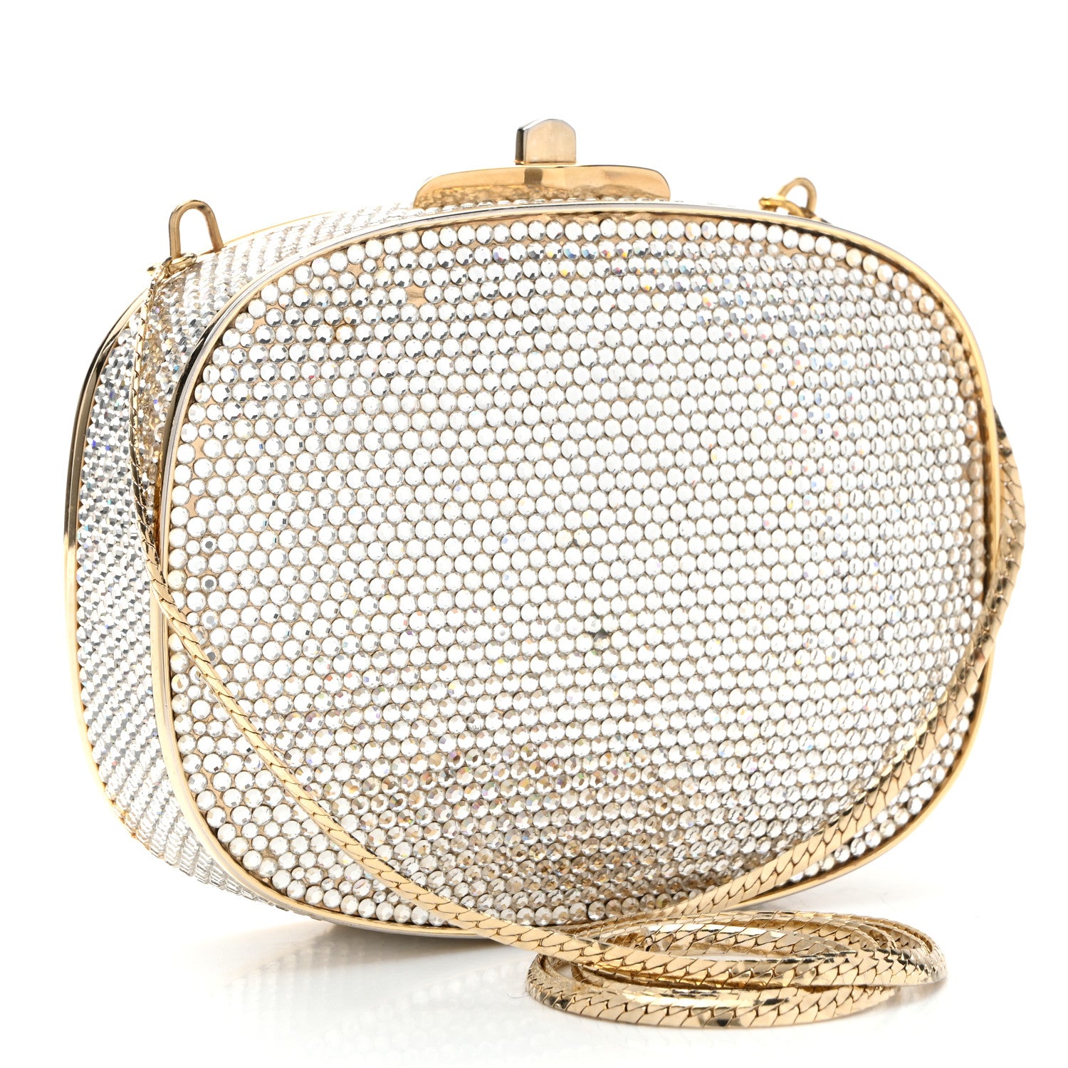 Judith Leiber Crystal Flower Minaudiere Clutch Gold 3 of 13