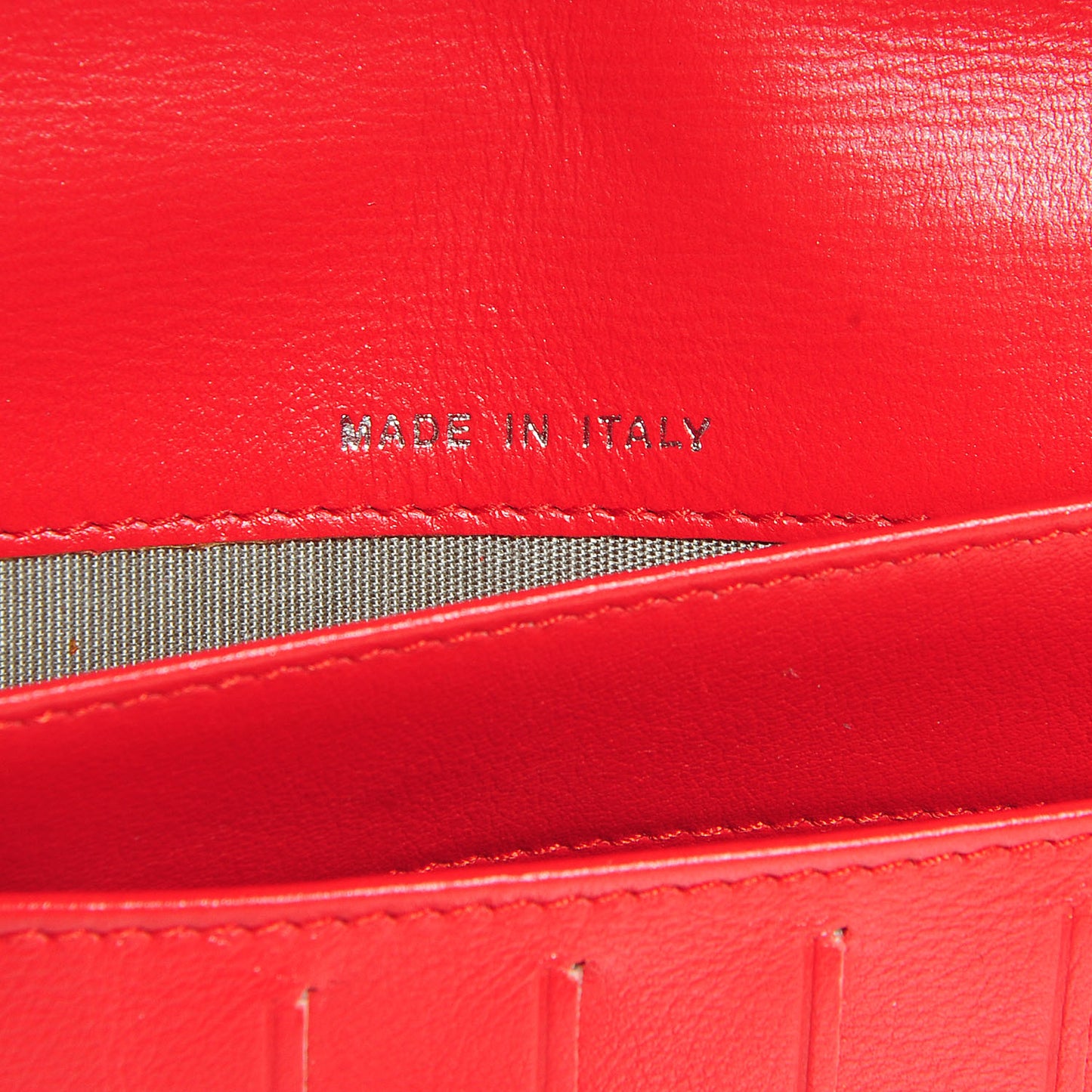 Lambskin Diamond Stitched Long Flap Wallet Red