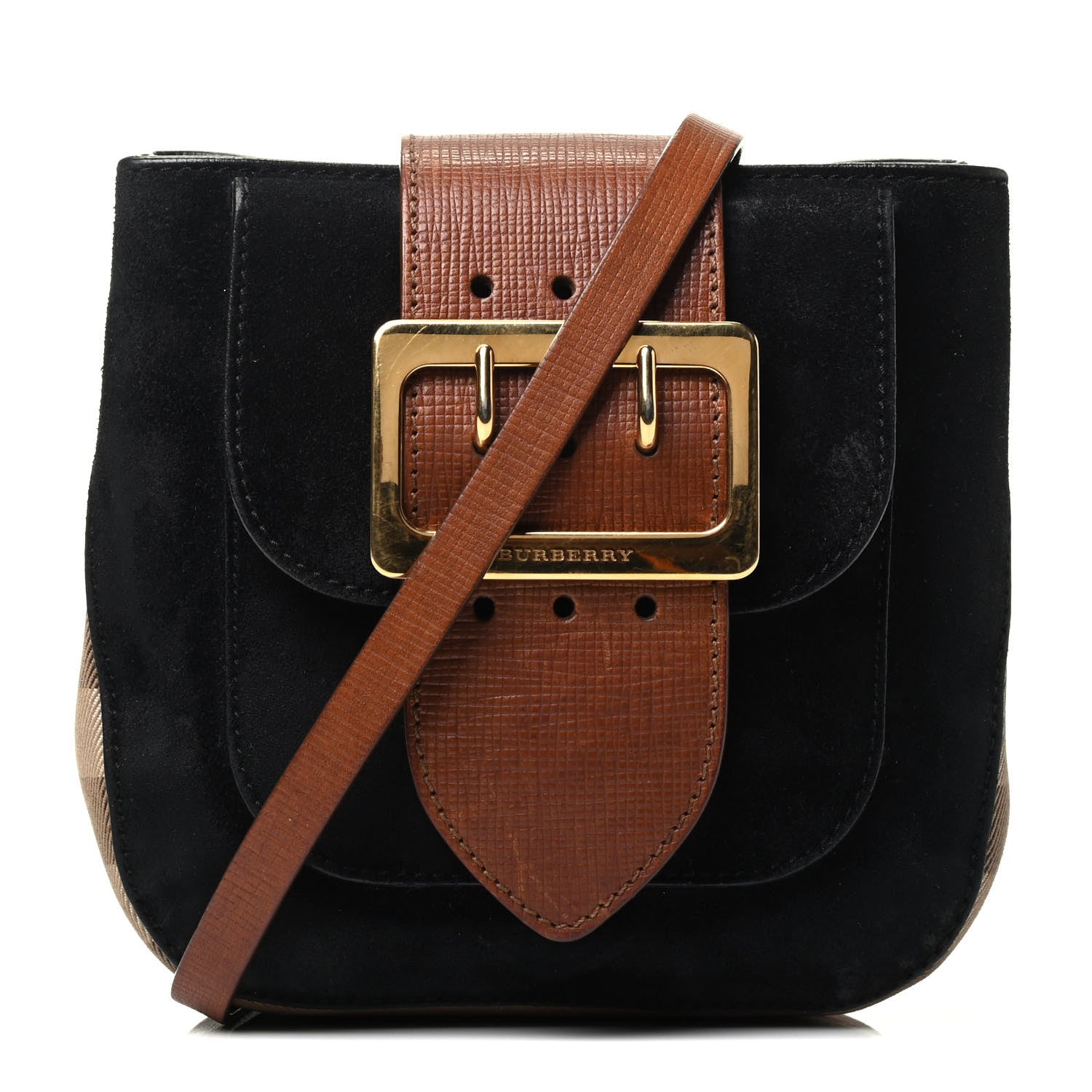 Burberry Suede Small Square Buckle Belt Bag Black 1 of 4