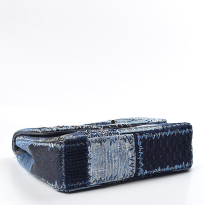 Chanel Denim Tweed Patchwork Jumbo Single Flap Blue 3 of 9