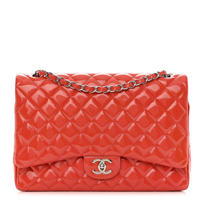Chanel Patent Quilted Maxi Double Flap Coral 1 of 17