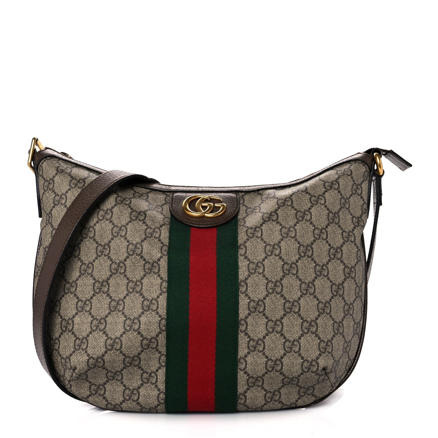 Gucci GG Supreme Monogram Web Small Ophidia Half Moon Hobo Brown 1 of 13