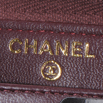 Chanel Lambskin Quilted Zip Around Wallet Burgundy 7 of 9
