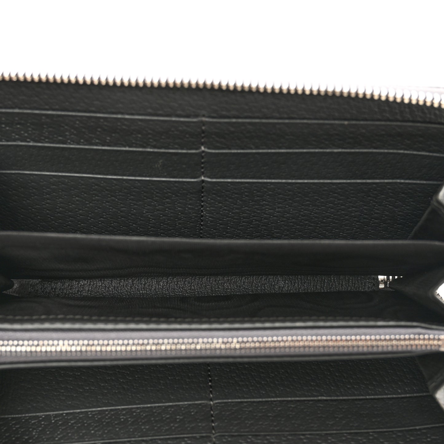 GG Supreme Monogram Textured Dollar Calfskin Ophidia Zip Around Wallet Grey Black Graphite Grey
